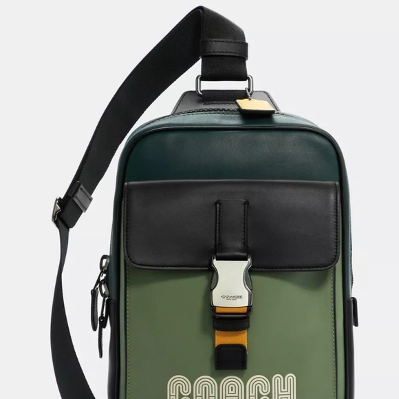 Men’s Track Pack in Colorblock w/Coach Patch Calf Leather - Picture 11 of 12